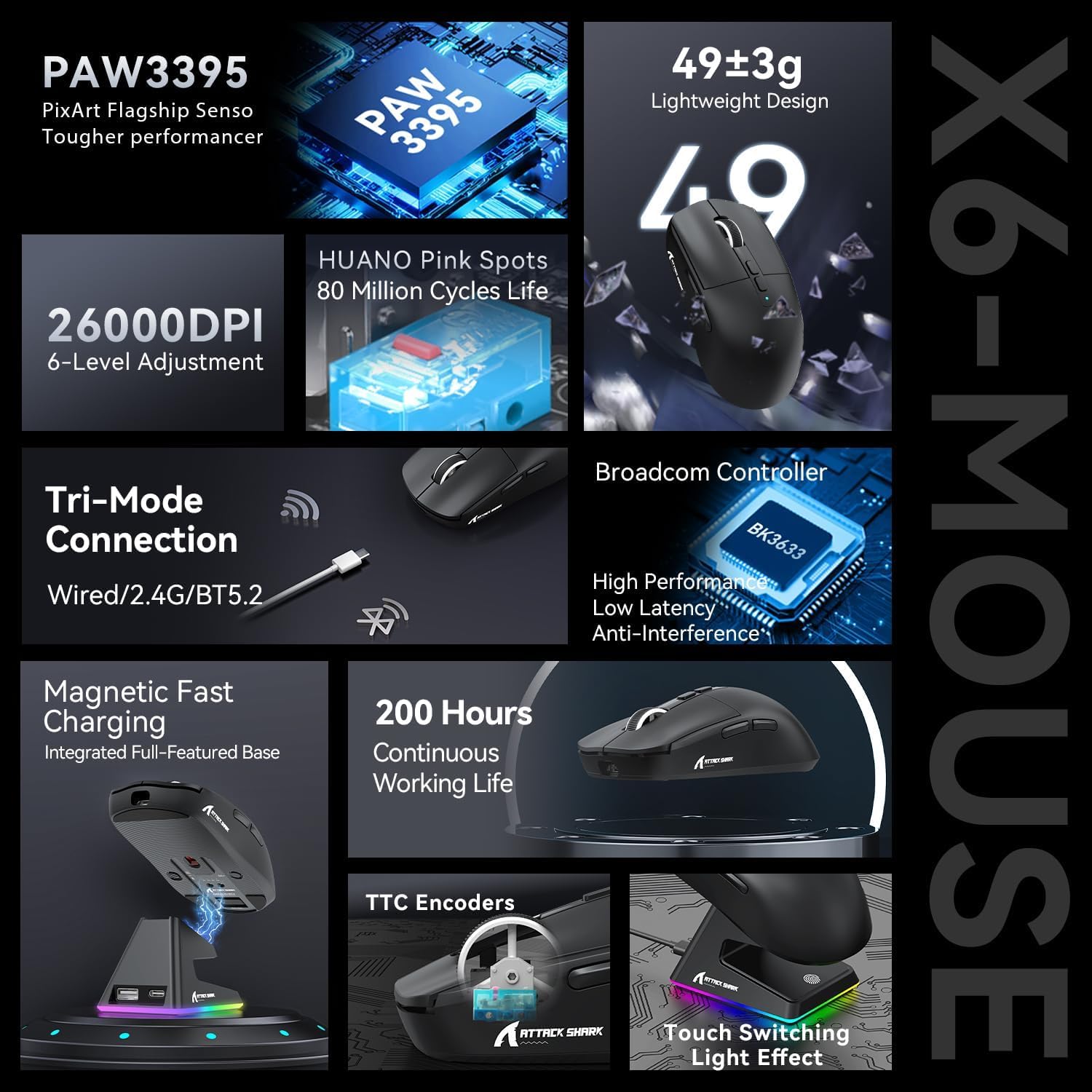 Attack Shark X6 Wireless Black