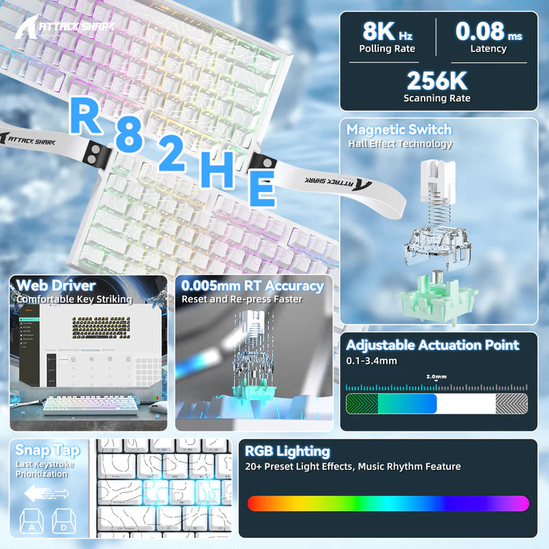 Attack Shark - R82 HE Topo White